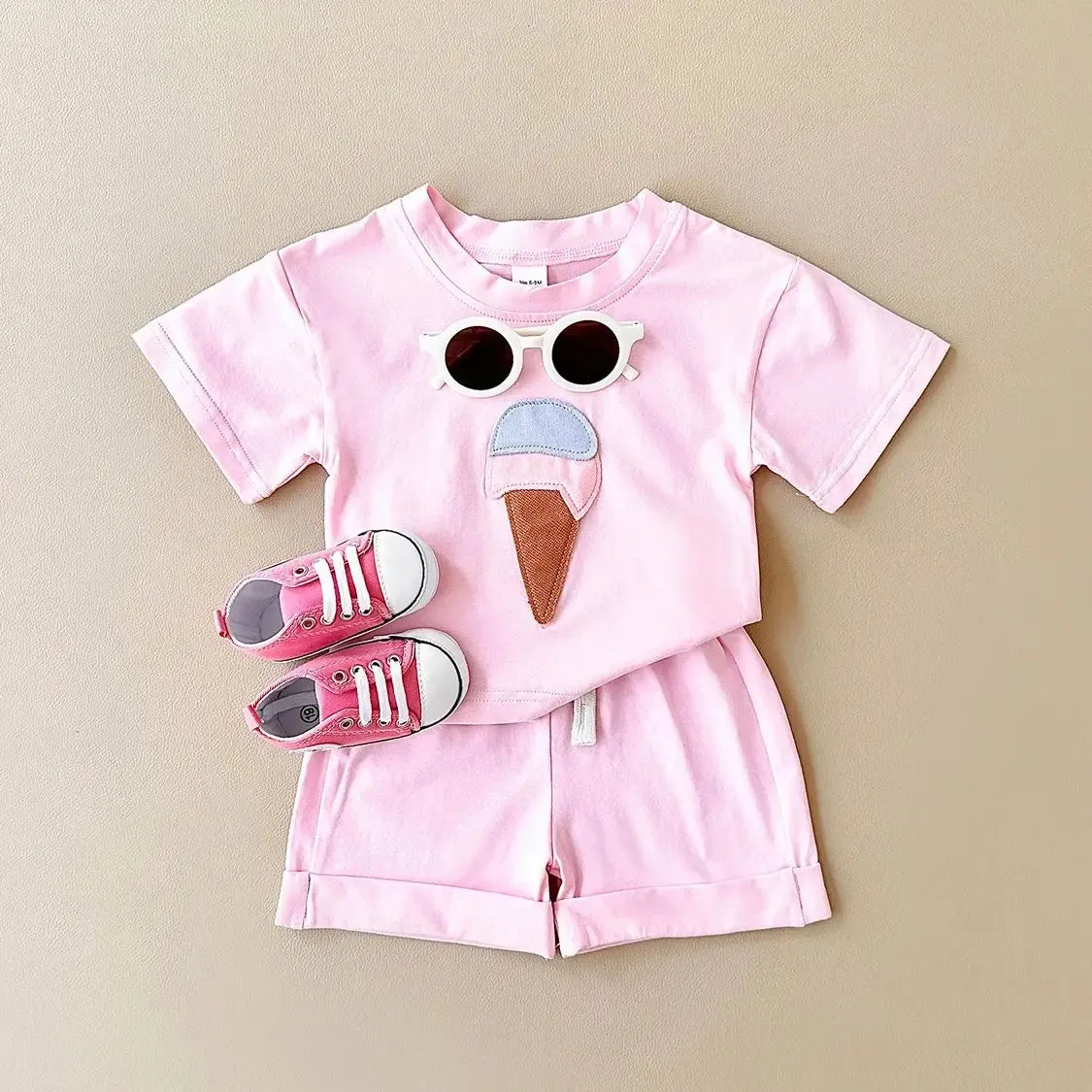 Ice Cream Print Tee & Shorts Set