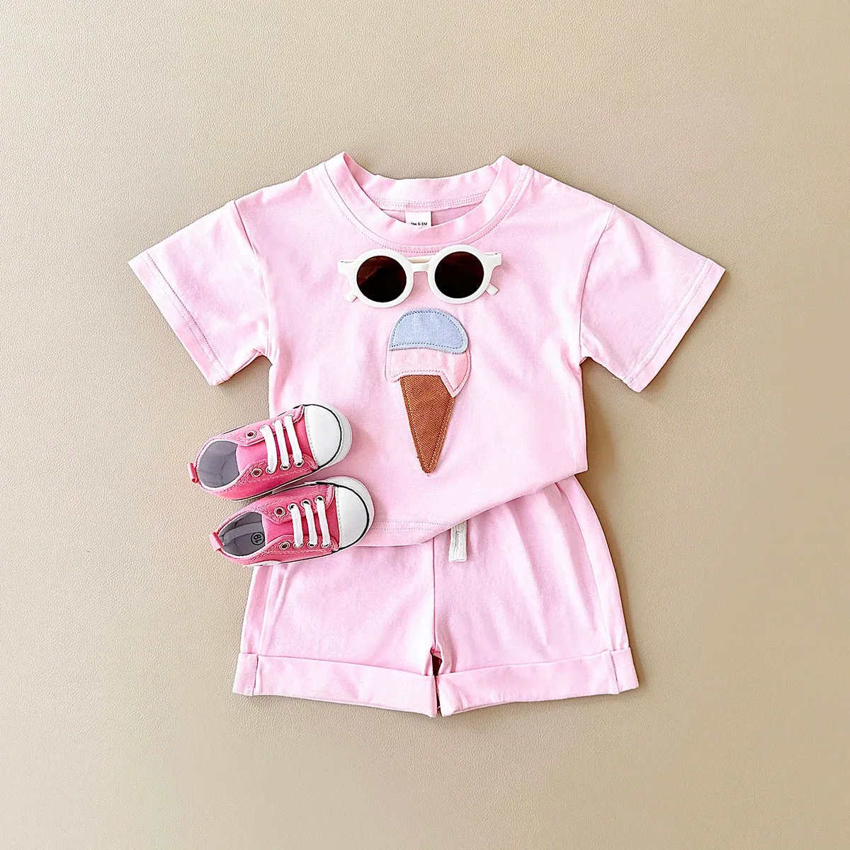 Ice Cream Print Tee & Shorts Set