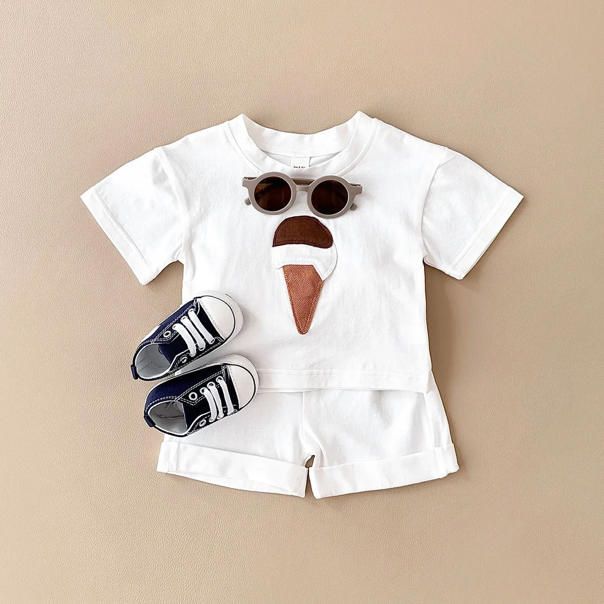 Ice Cream Print Tee & Shorts Set