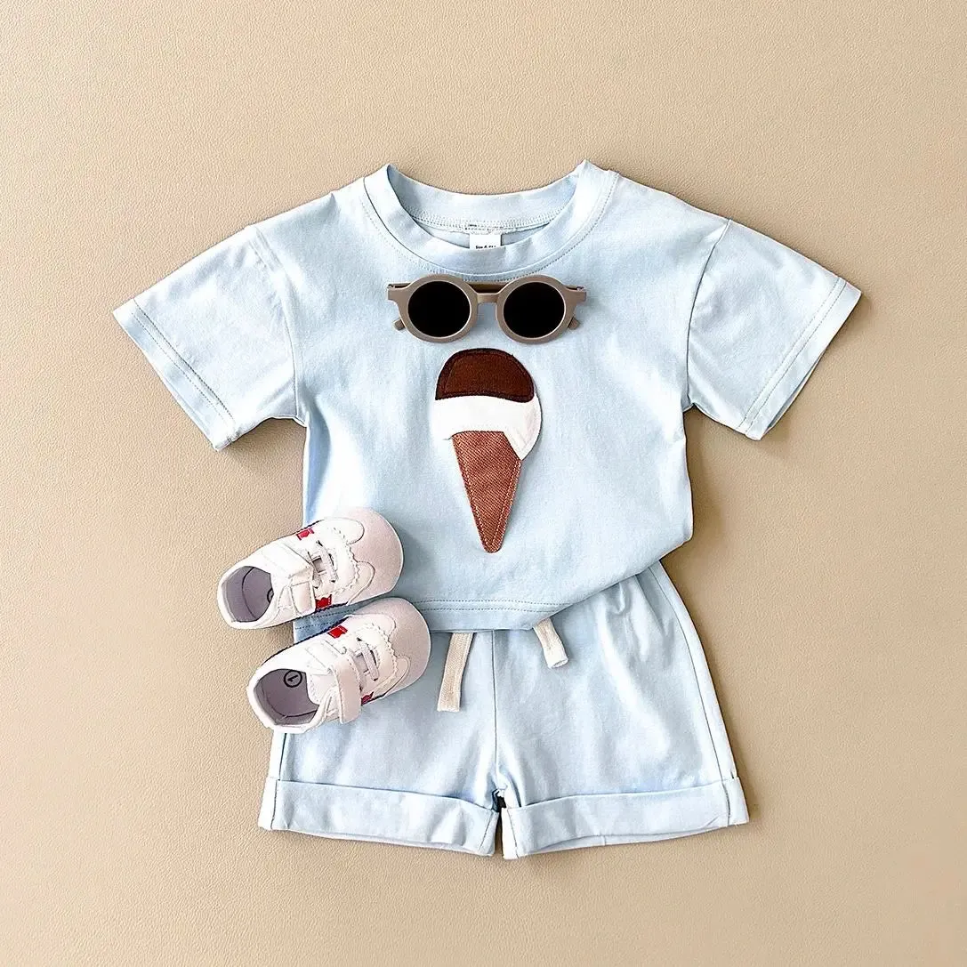 Ice Cream Print Tee & Shorts Set