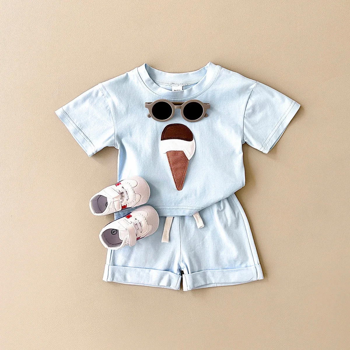 Ice Cream Print Tee & Shorts Set