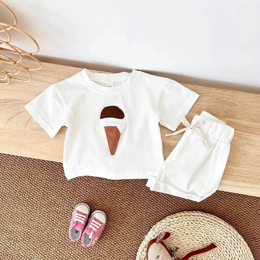 Ice Cream Print Tee & Shorts Set