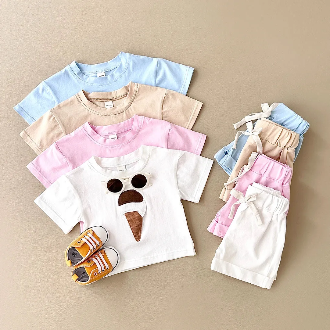 Ice Cream Print Tee & Shorts Set