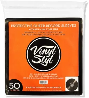 INDIVIDUAL Vinyl Styl: 12" Outer Sleeve - Resealable Flap, Clear