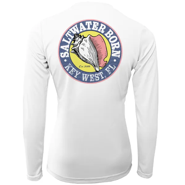 Key West, FL "Crabby But Cute" Girl's Long Sleeve UPF 50  Dry-Fit Shirt