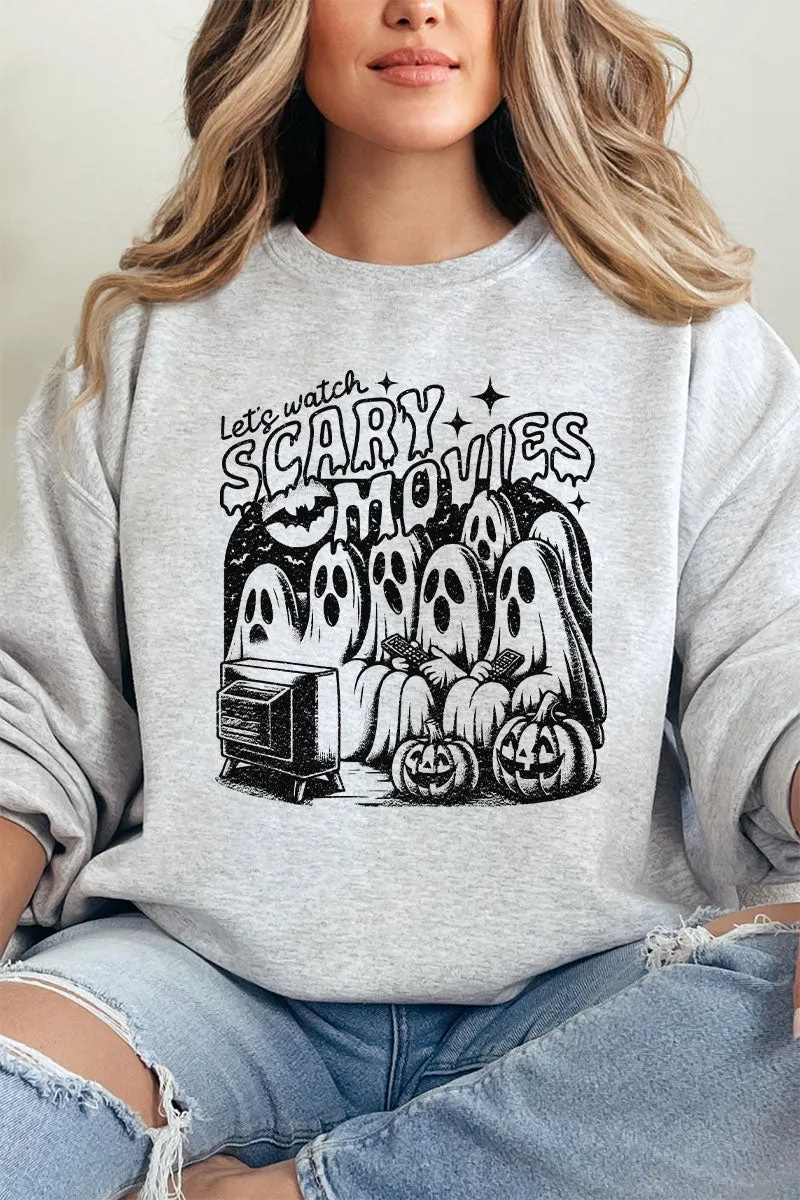 Let's Watch Scary Movies Heavy-weight Crew Sweatshirt