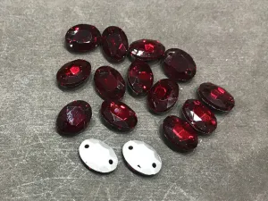 Maroon 2 Hole Oval Glass Stones