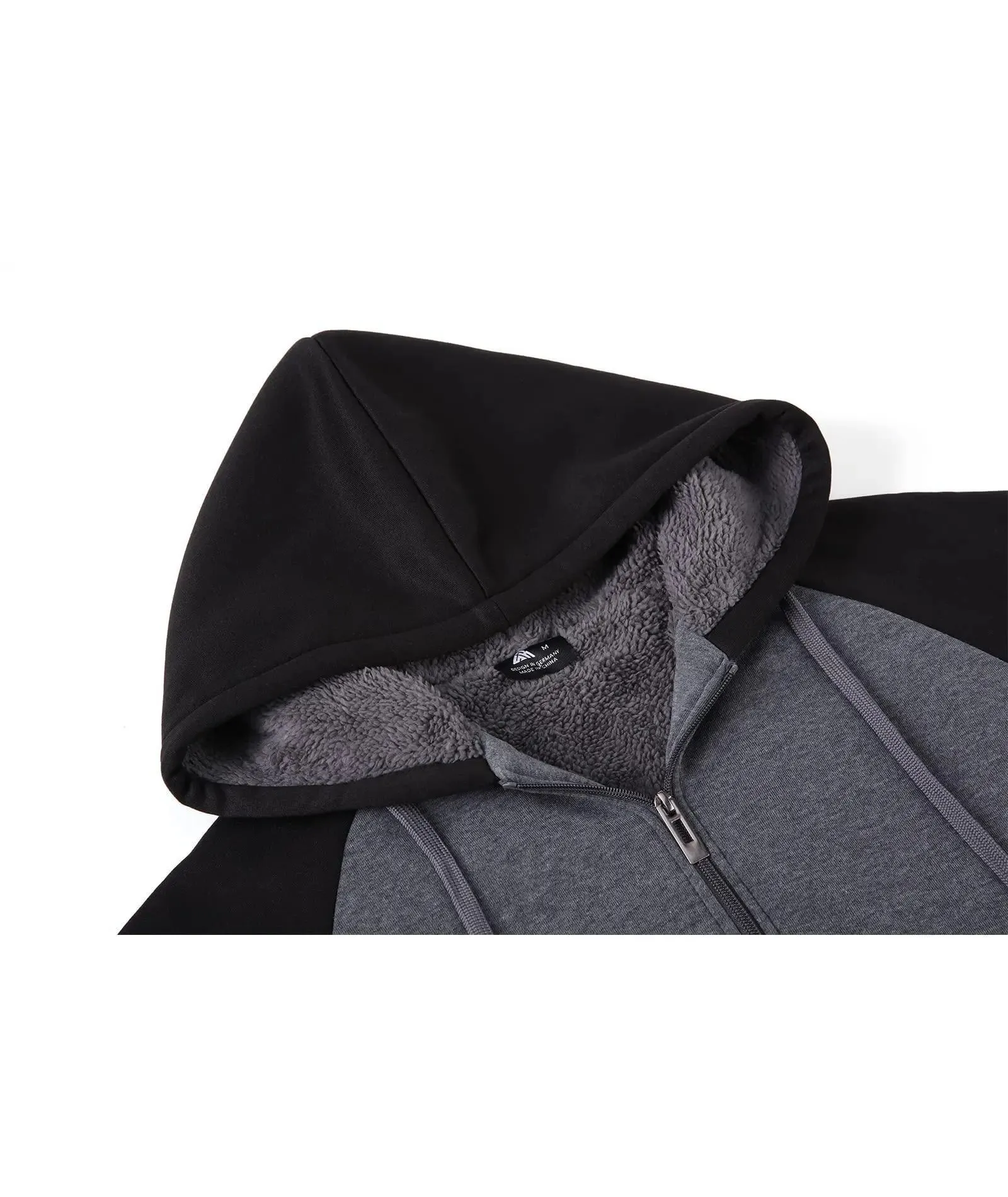 Men's Full Zipper Casual Sherpa Fleece Lined Hoodie-ZPK004727