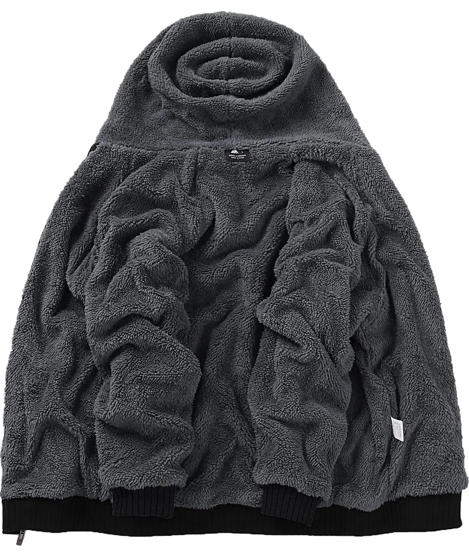 Men's Full Zipper Casual Sherpa Fleece Lined Hoodie-ZPK004727