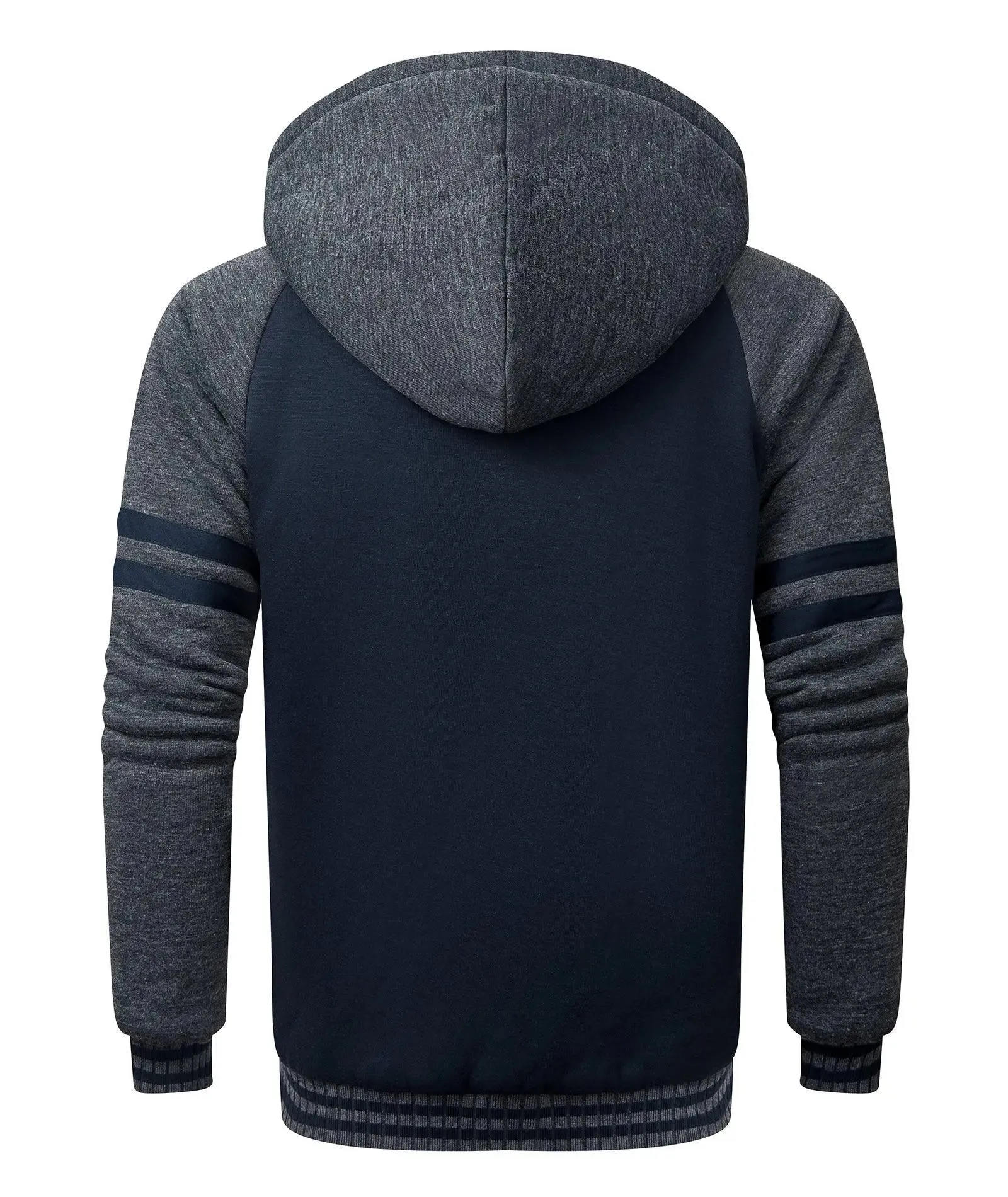 Men's Full Zipper Casual Sherpa Fleece Lined Hoodie-ZPK004727