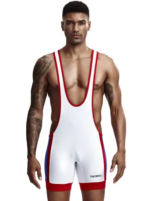 Mens High Stretch Wrestling Singlet Bodysuit