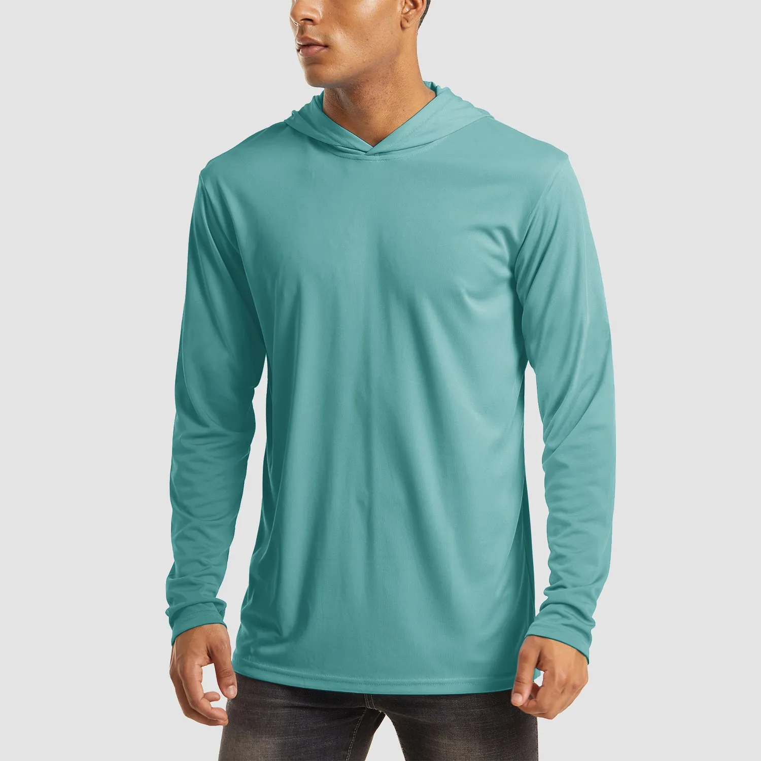 Men's Hooded UPF 50  Sun Protection T Shirts Long Sleeve Athletic Fishing Shirts Rash Guards
