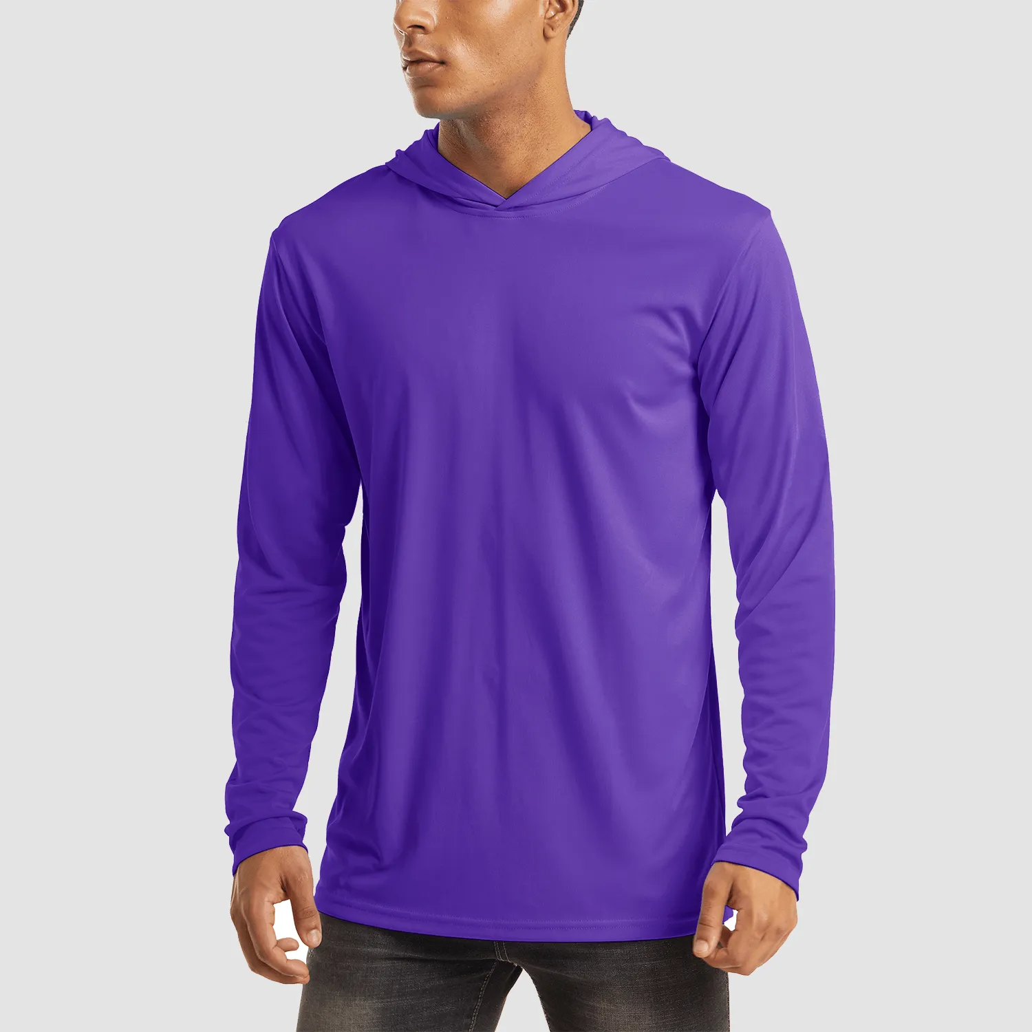 Men's Hooded UPF 50  Sun Protection T Shirts Long Sleeve Athletic Fishing Shirts Rash Guards