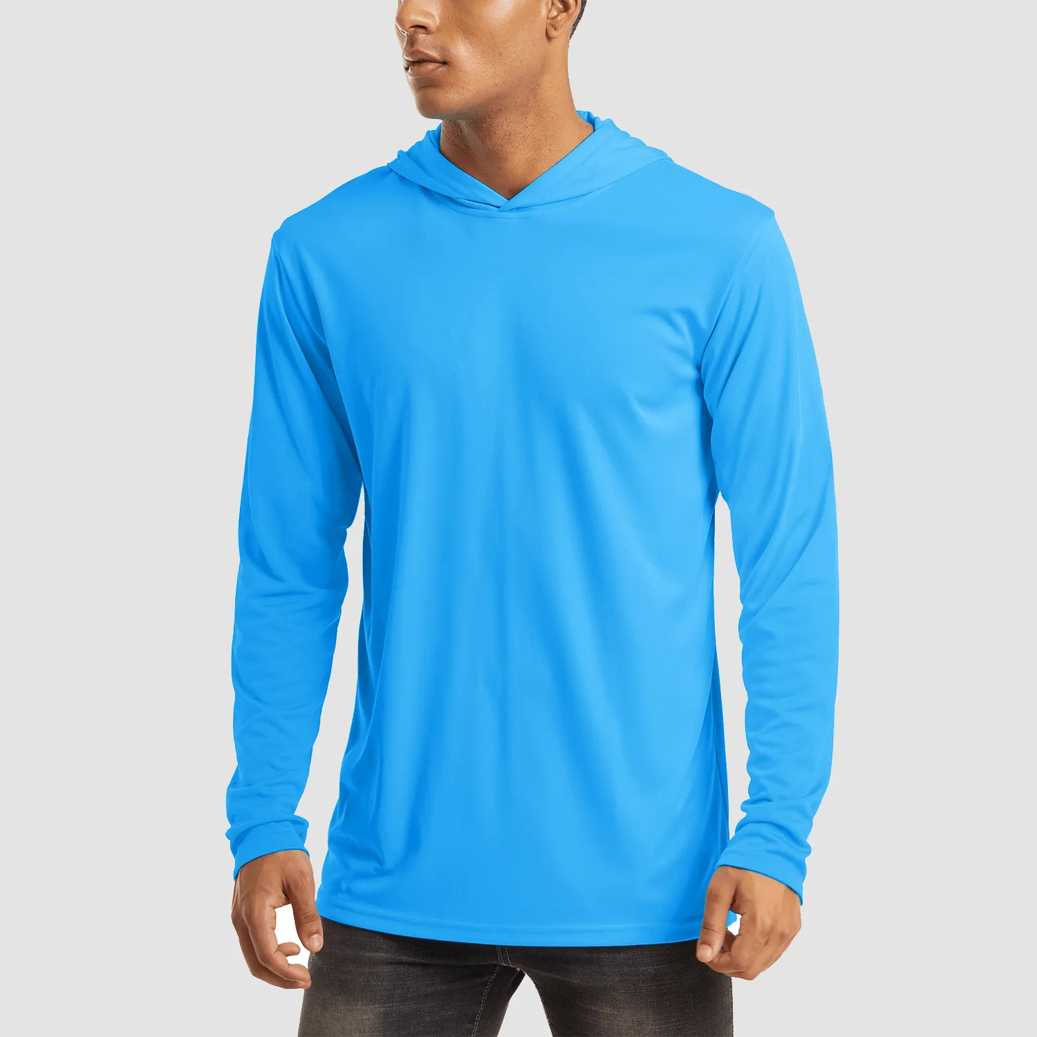 Men's Hooded UPF 50  Sun Protection T Shirts Long Sleeve Athletic Fishing Shirts Rash Guards