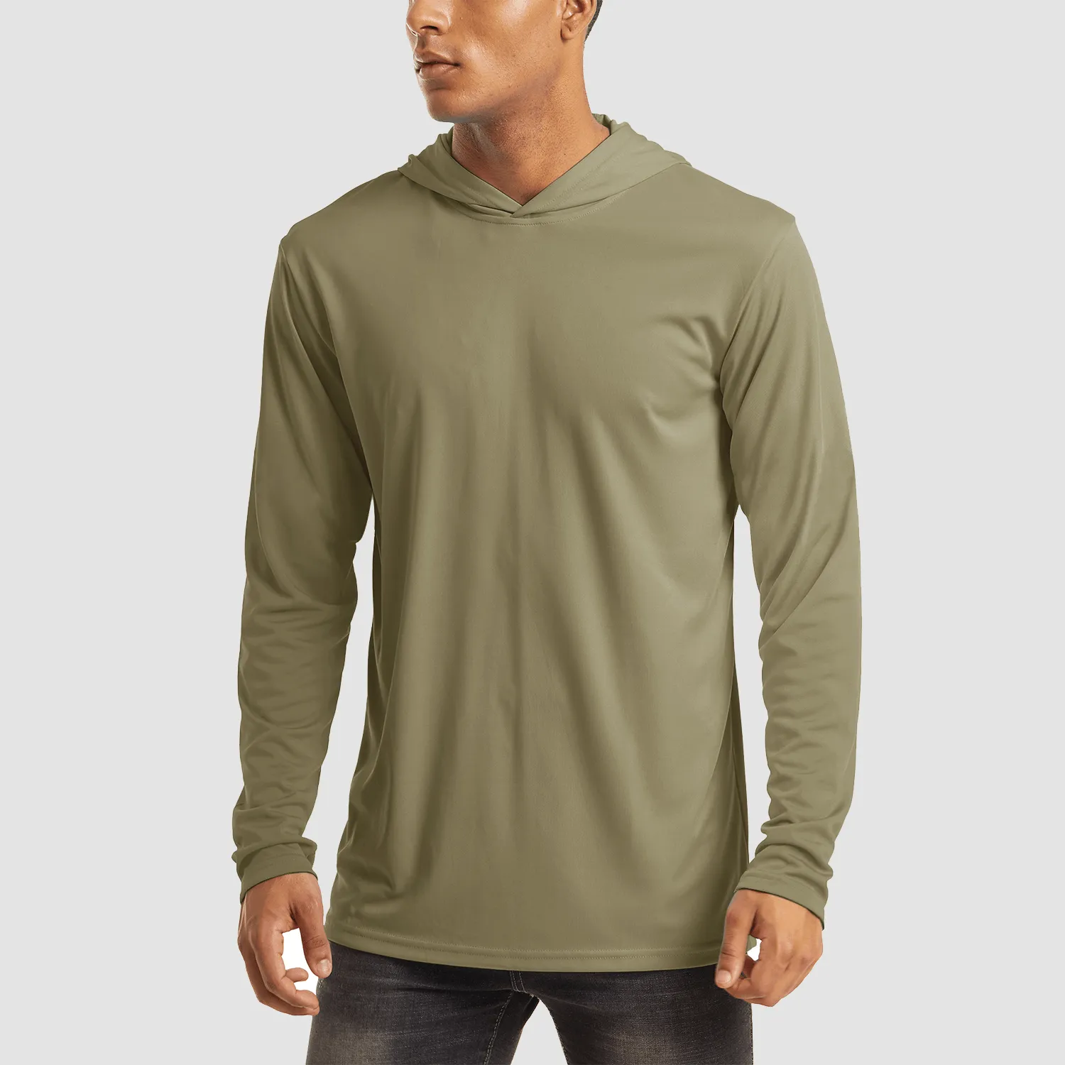 Men's Hooded UPF 50  Sun Protection T Shirts Long Sleeve Athletic Fishing Shirts Rash Guards