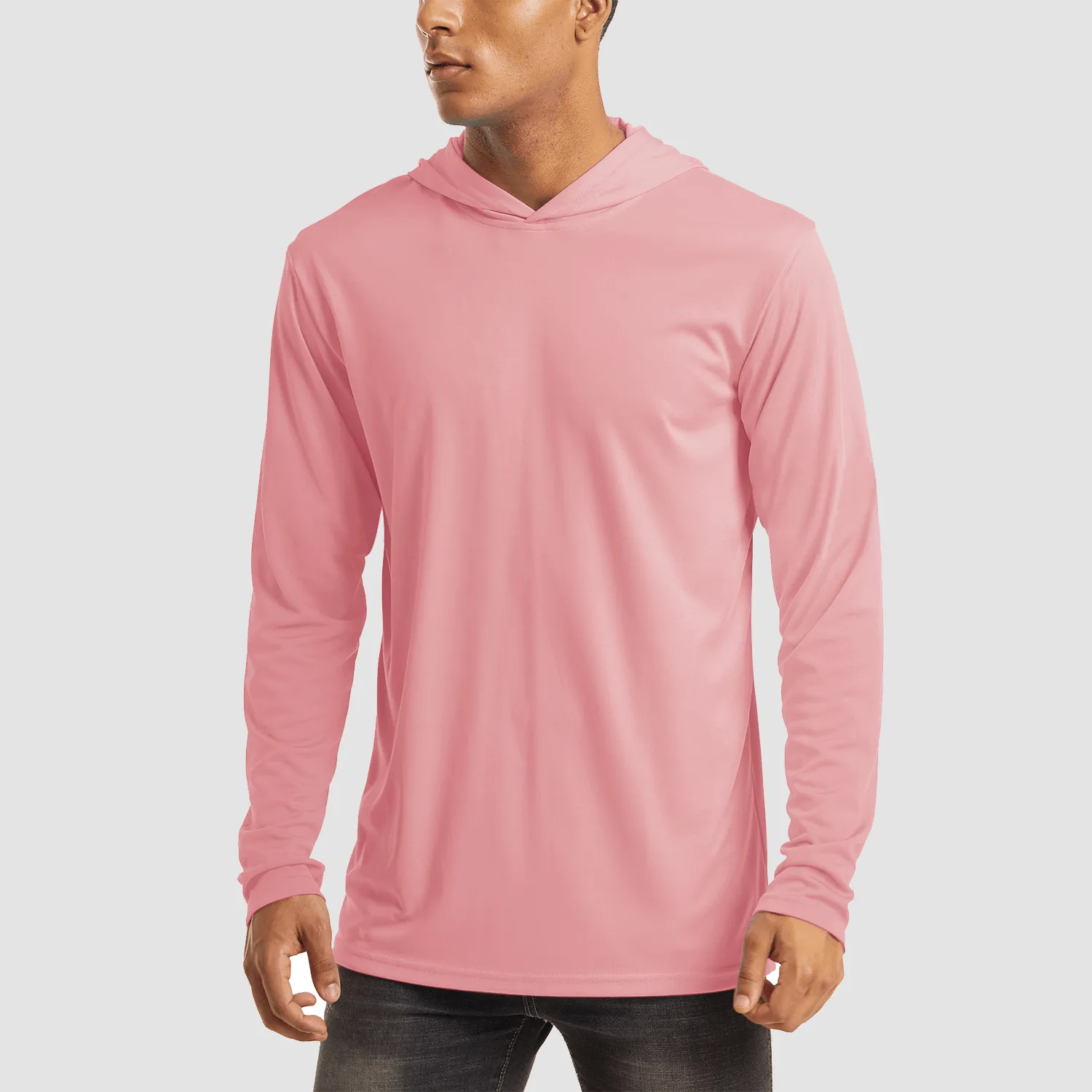 Men's Hooded UPF 50  Sun Protection T Shirts Long Sleeve Athletic Fishing Shirts Rash Guards