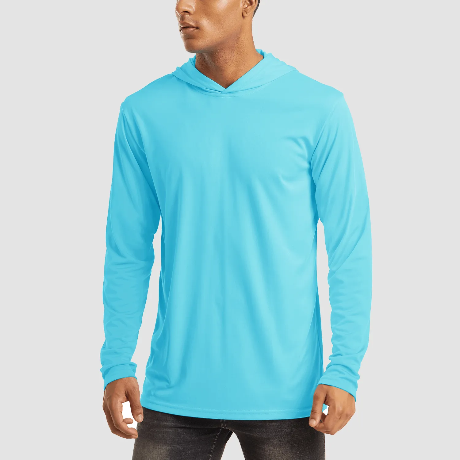 Men's Hooded UPF 50  Sun Protection T Shirts Long Sleeve Athletic Fishing Shirts Rash Guards