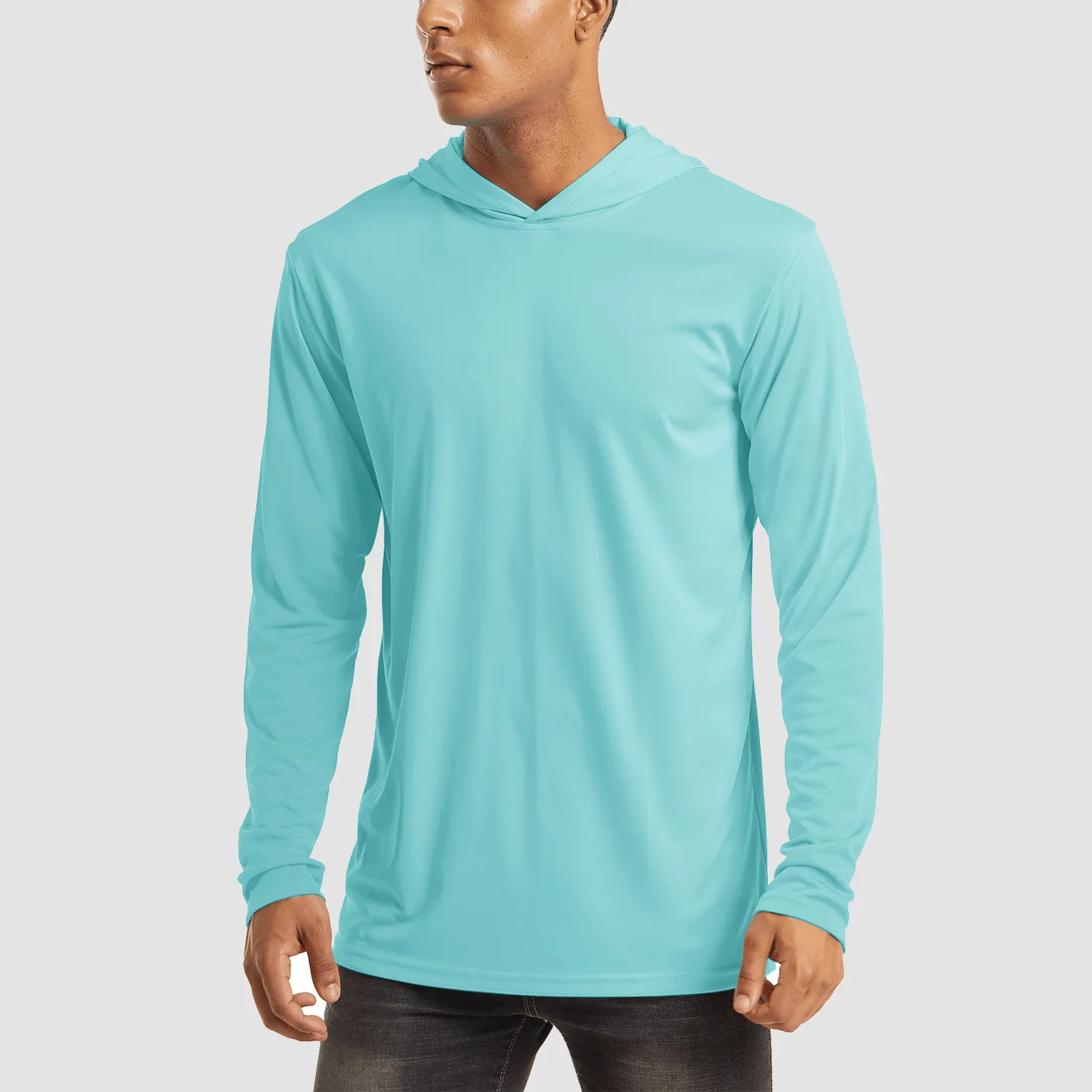 Men's Hooded UPF 50  Sun Protection T Shirts Long Sleeve Athletic Fishing Shirts Rash Guards