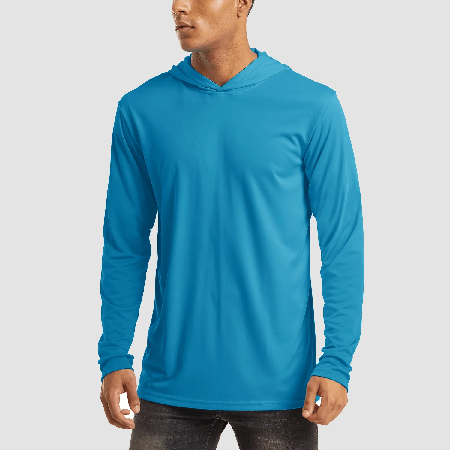 Men's Hooded UPF 50  Sun Protection T Shirts Long Sleeve Athletic Fishing Shirts Rash Guards