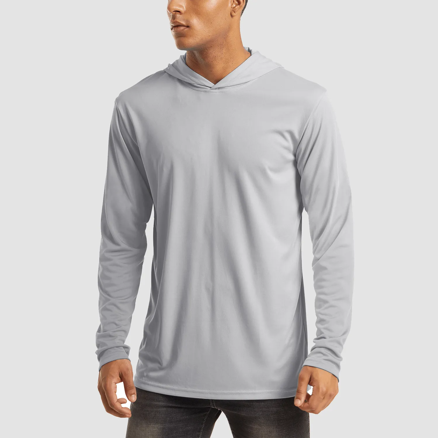 Men's Hooded UPF 50  Sun Protection T Shirts Long Sleeve Athletic Fishing Shirts Rash Guards