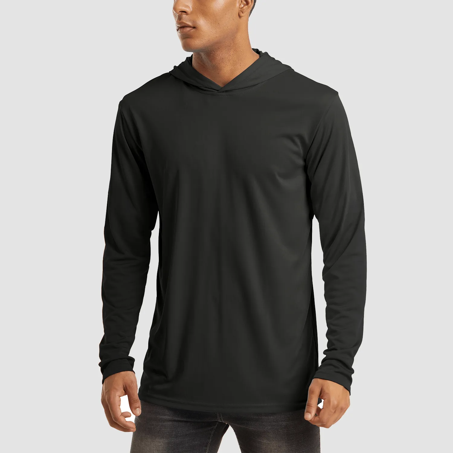 Men's Hooded UPF 50  Sun Protection T Shirts Long Sleeve Athletic Fishing Shirts Rash Guards