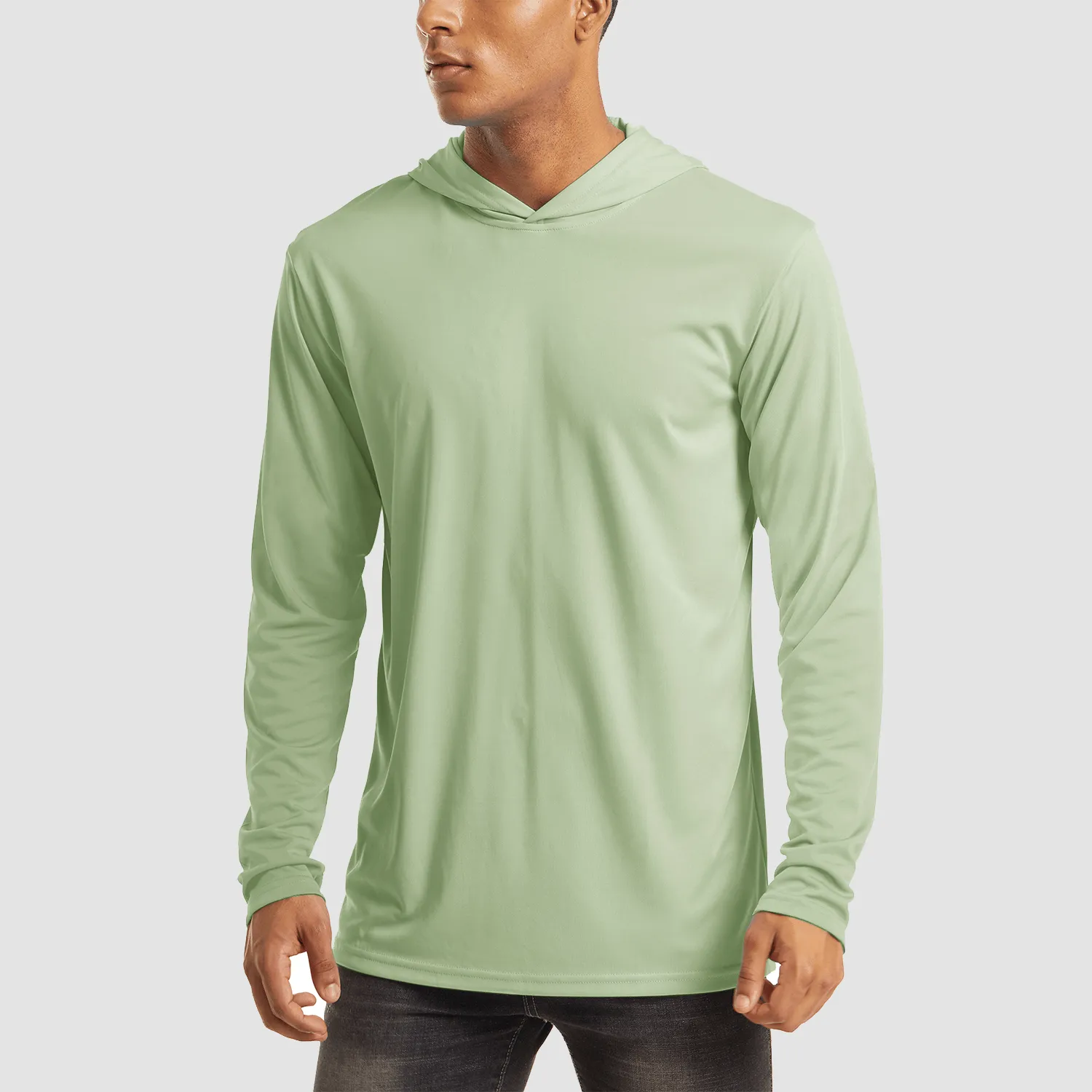 Men's Hooded UPF 50  Sun Protection T Shirts Long Sleeve Athletic Fishing Shirts Rash Guards