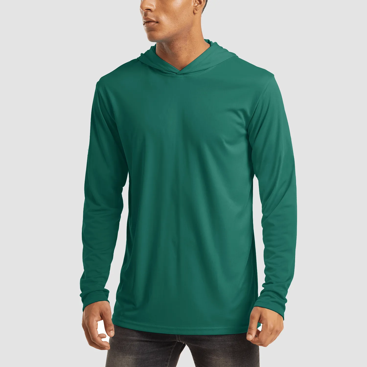 Men's Hooded UPF 50  Sun Protection T Shirts Long Sleeve Athletic Fishing Shirts Rash Guards