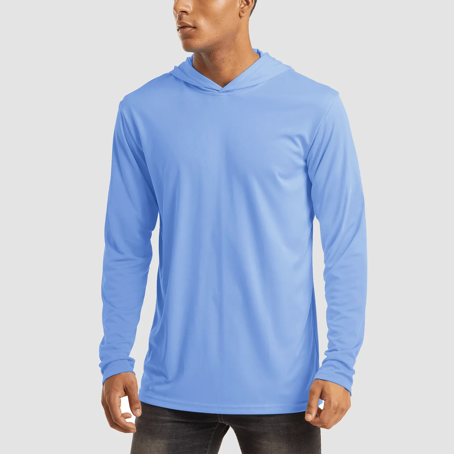 Men's Hooded UPF 50  Sun Protection T Shirts Long Sleeve Athletic Fishing Shirts Rash Guards