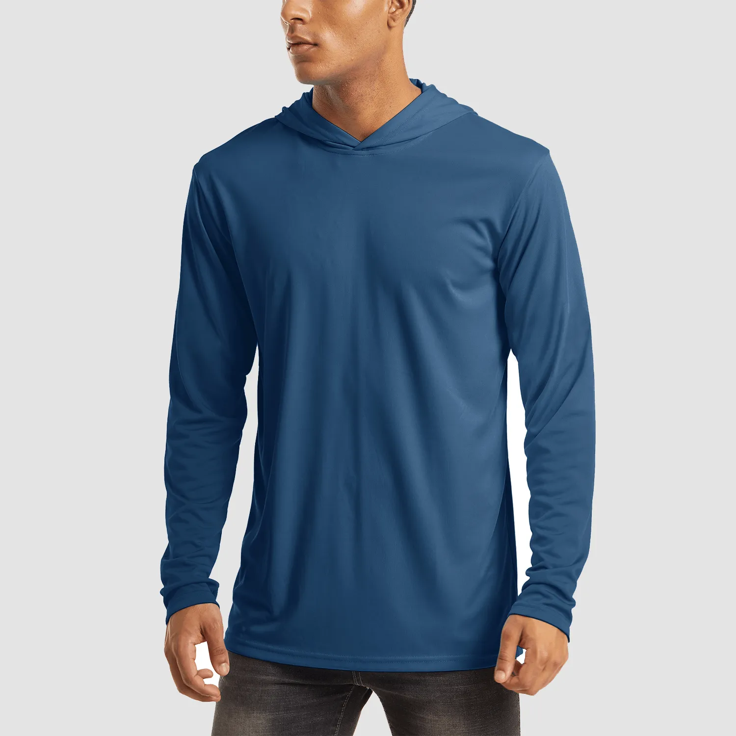Men's Hooded UPF 50  Sun Protection T Shirts Long Sleeve Athletic Fishing Shirts Rash Guards
