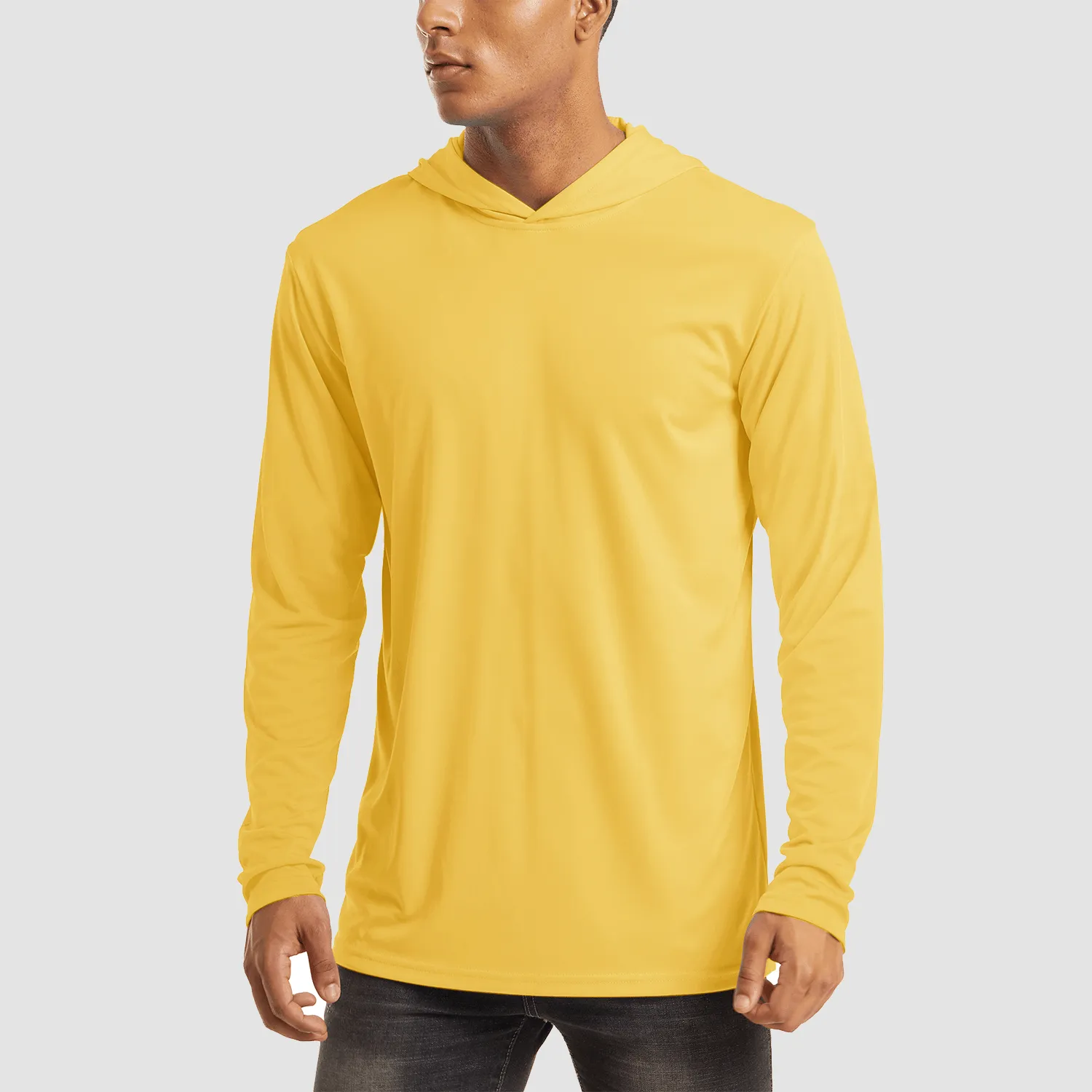Men's Hooded UPF 50  Sun Protection T Shirts Long Sleeve Athletic Fishing Shirts Rash Guards