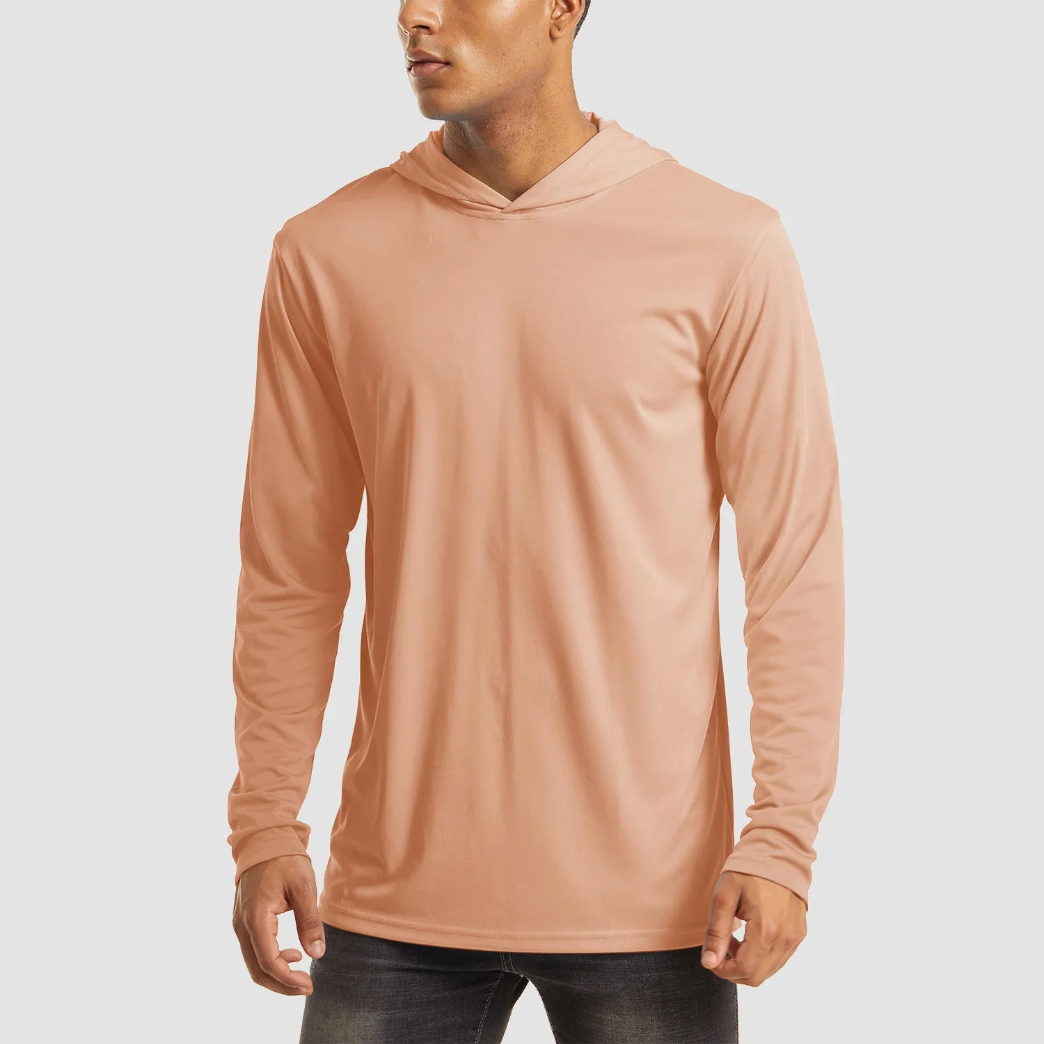 Men's Hooded UPF 50  Sun Protection T Shirts Long Sleeve Athletic Fishing Shirts Rash Guards