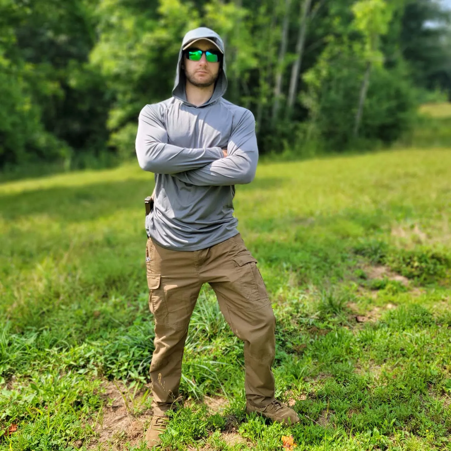 Men's Hooded UPF 50  Sun Protection T Shirts Long Sleeve Athletic Fishing Shirts Rash Guards