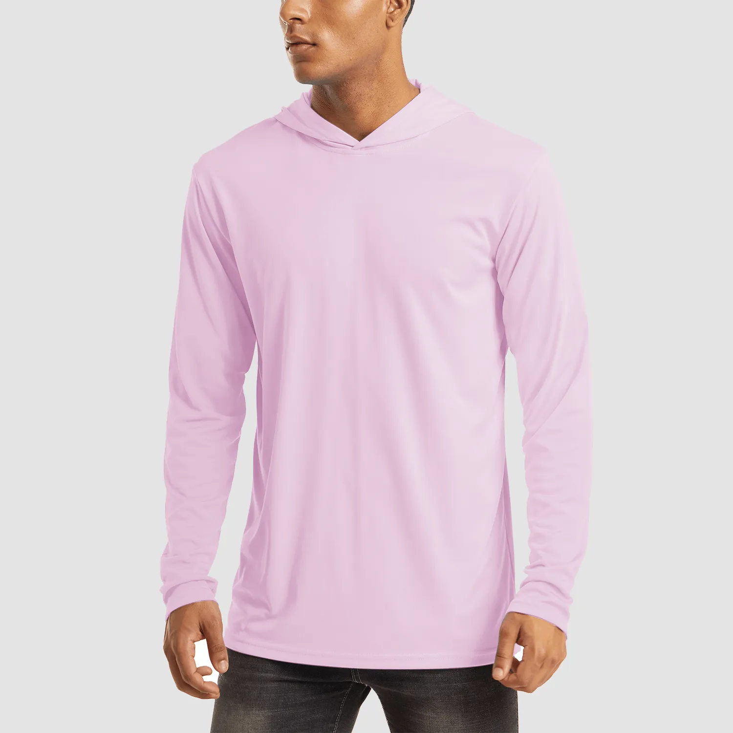 Men's Hooded UPF 50  Sun Protection T Shirts Long Sleeve Athletic Fishing Shirts Rash Guards
