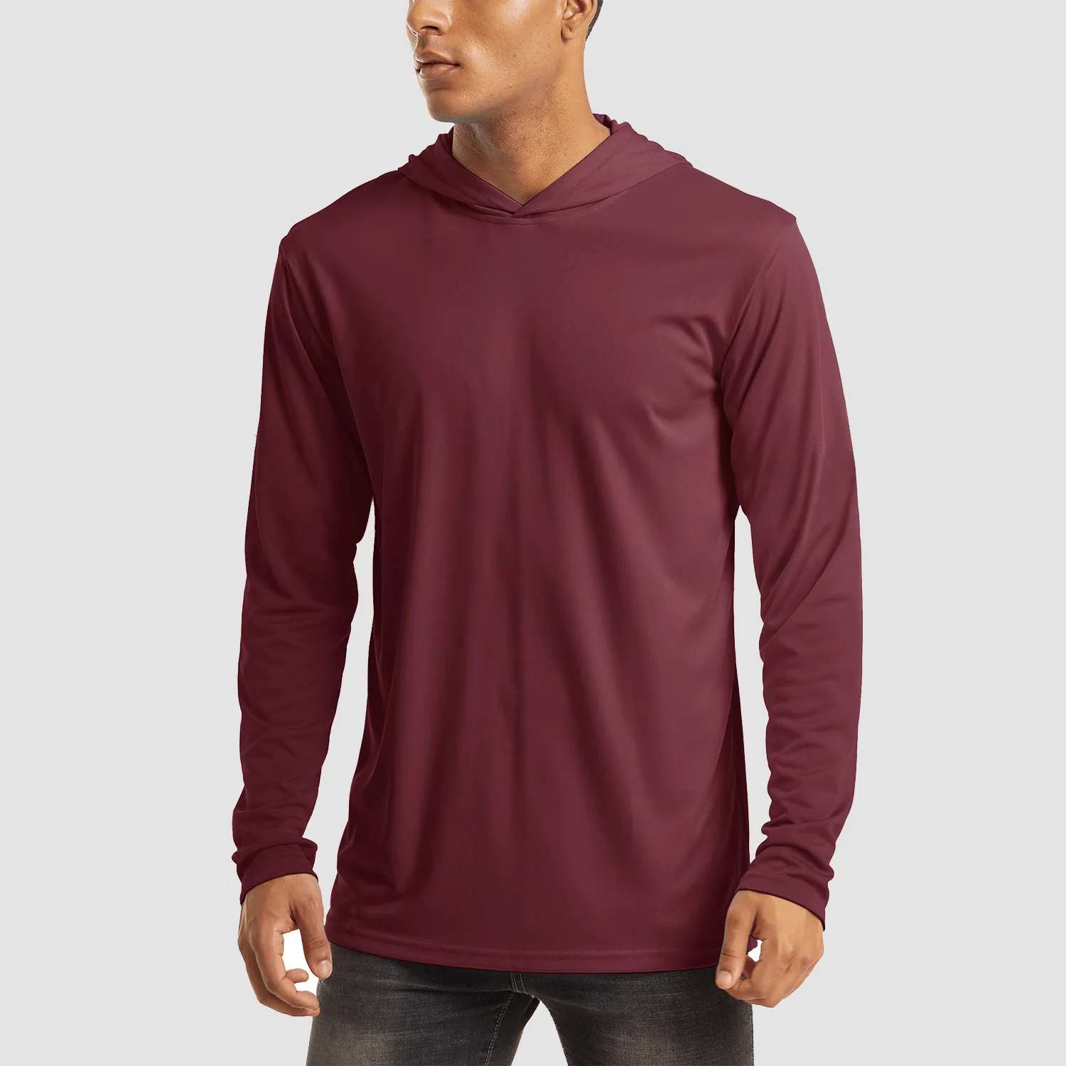 Men's Hooded UPF 50  Sun Protection T Shirts Long Sleeve Athletic Fishing Shirts Rash Guards