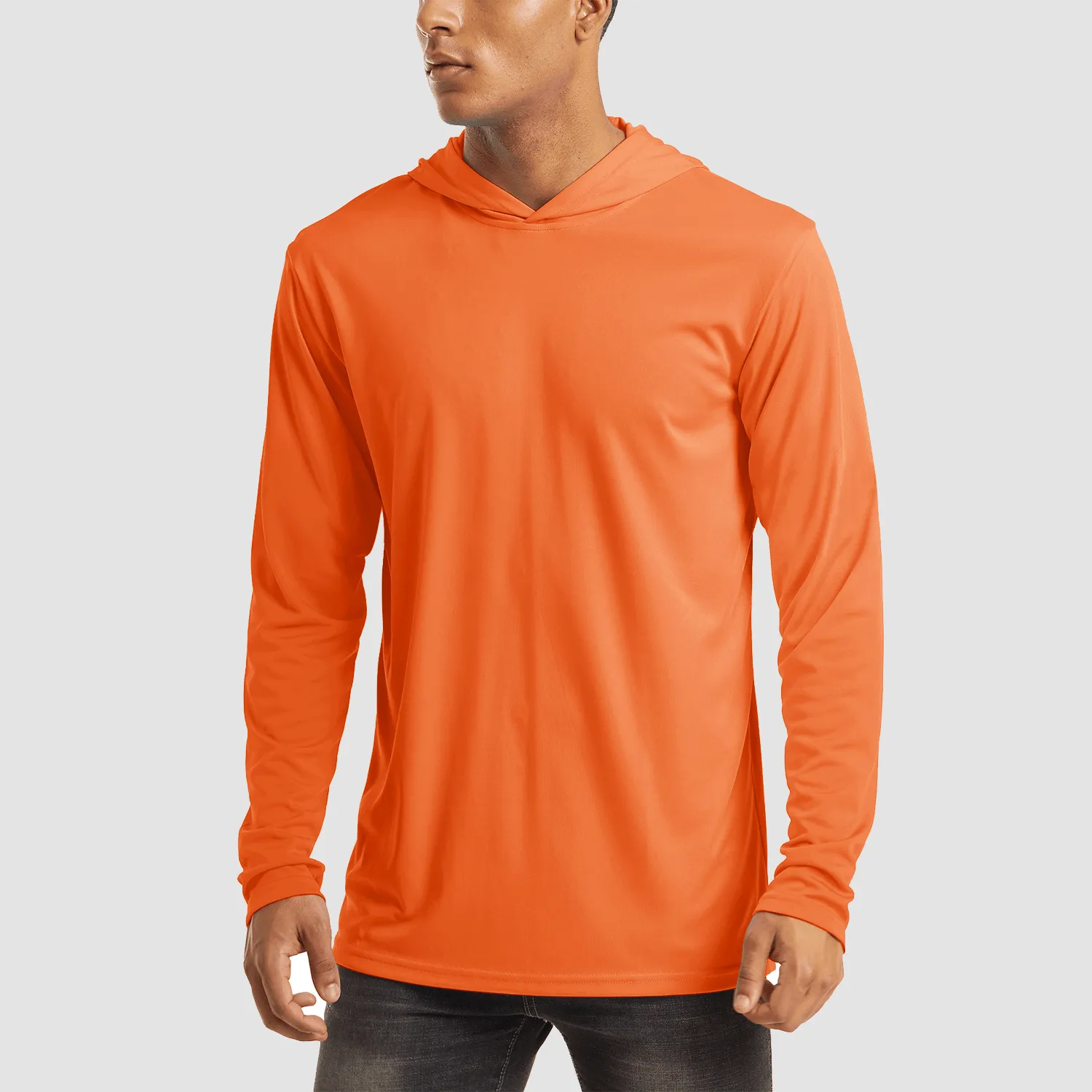 Men's Hooded UPF 50  Sun Protection T Shirts Long Sleeve Athletic Fishing Shirts Rash Guards