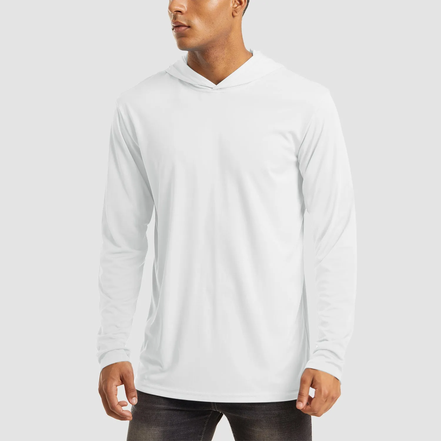 Men's Hooded UPF 50  Sun Protection T Shirts Long Sleeve Athletic Fishing Shirts Rash Guards