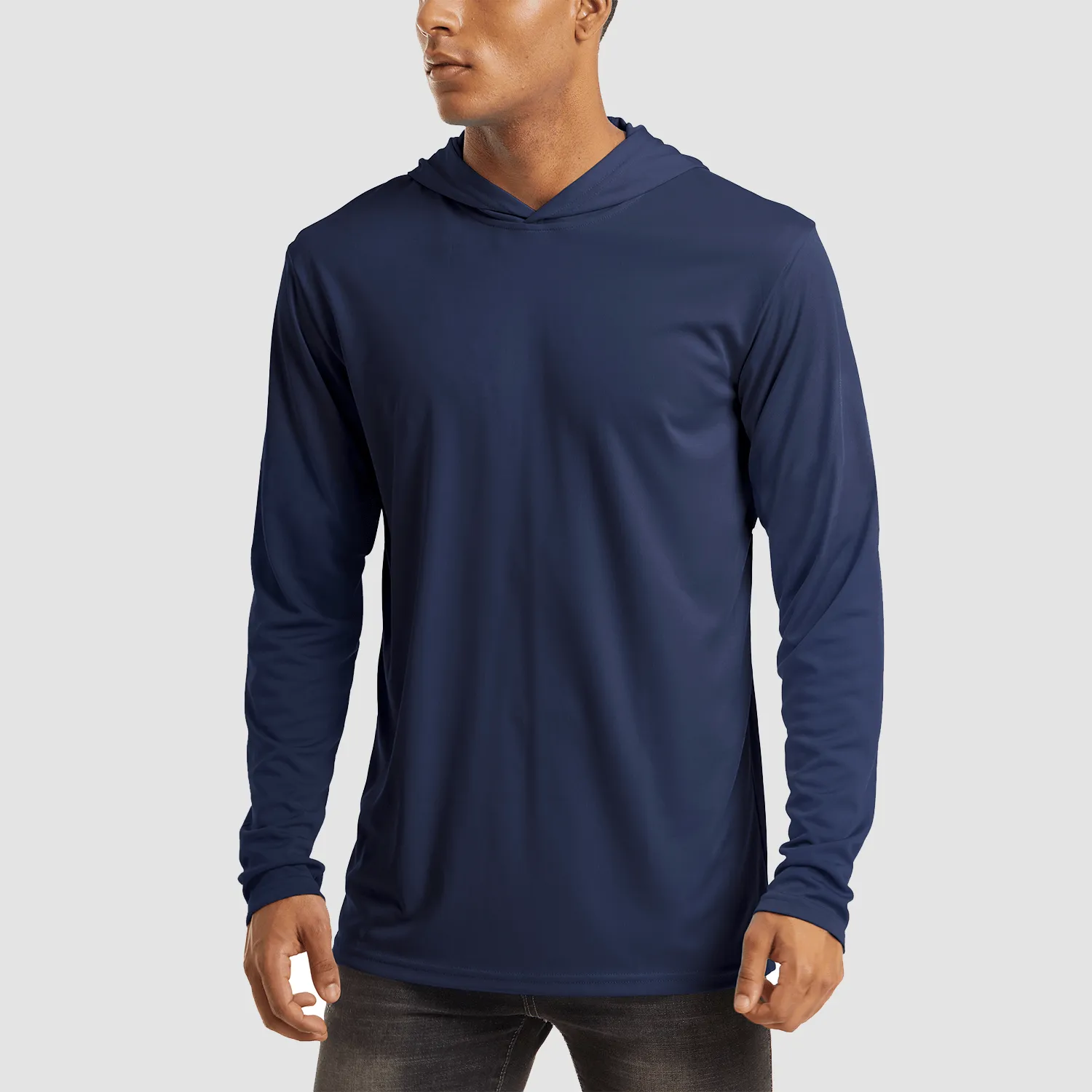 Men's Hooded UPF 50  Sun Protection T Shirts Long Sleeve Athletic Fishing Shirts Rash Guards
