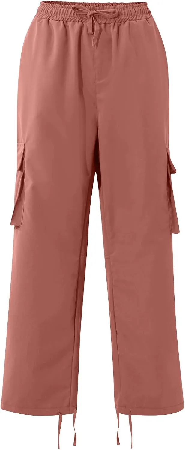 Mens Pants Cargo Baggy Elastic Waist Drawstring Pants Casual with Pockets Pants 2024 Fall Winter Joggers Trousers