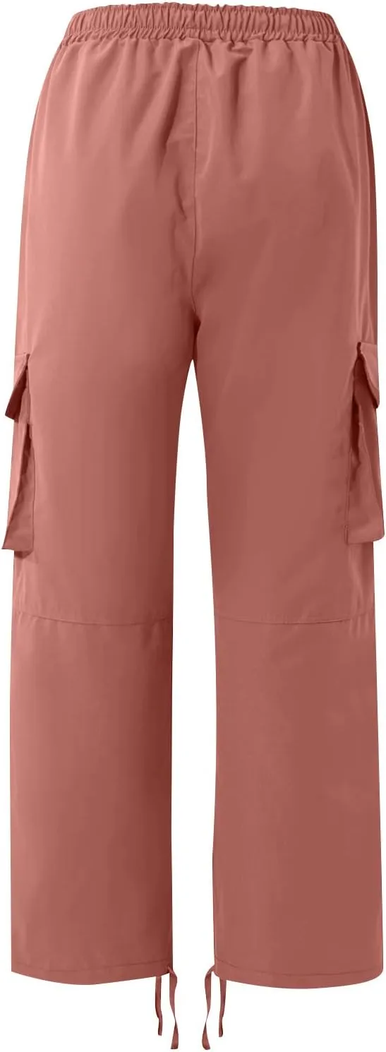 Mens Pants Cargo Baggy Elastic Waist Drawstring Pants Casual with Pockets Pants 2024 Fall Winter Joggers Trousers