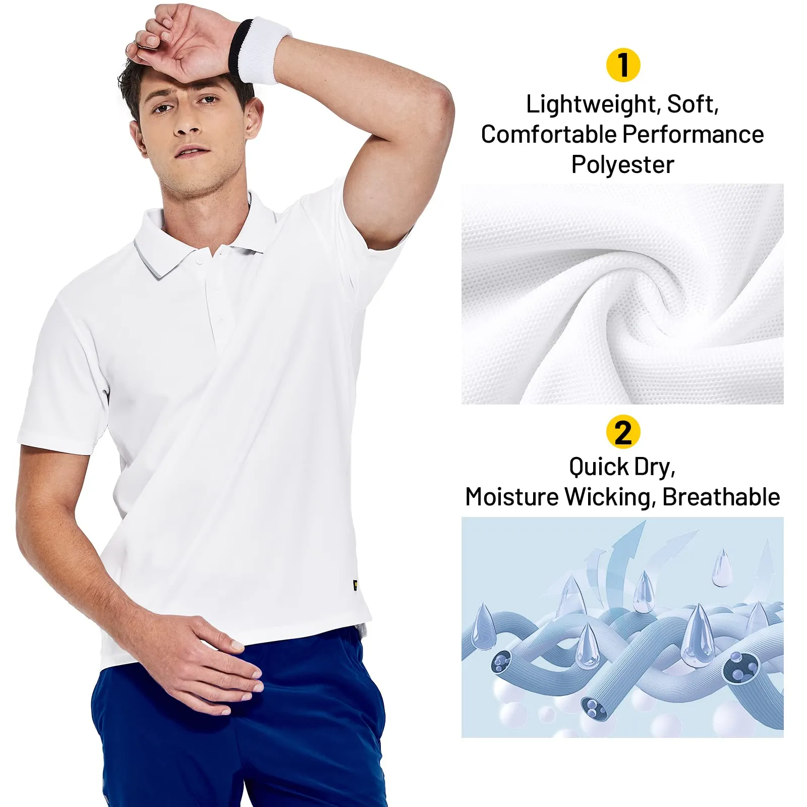 Men's Polo Shirt Quick Dry Collared Short Sleeve T-Shirts