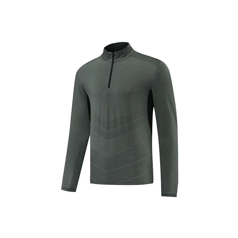 Mens Quarter Zips Quick Dry Long Sleeve Fitness Tops