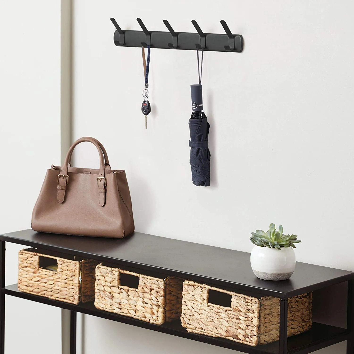 New in box! iDesign Holden Steel Wall Mount Storage, 21" x 2.3" x 3.61", 5 Hook Rack