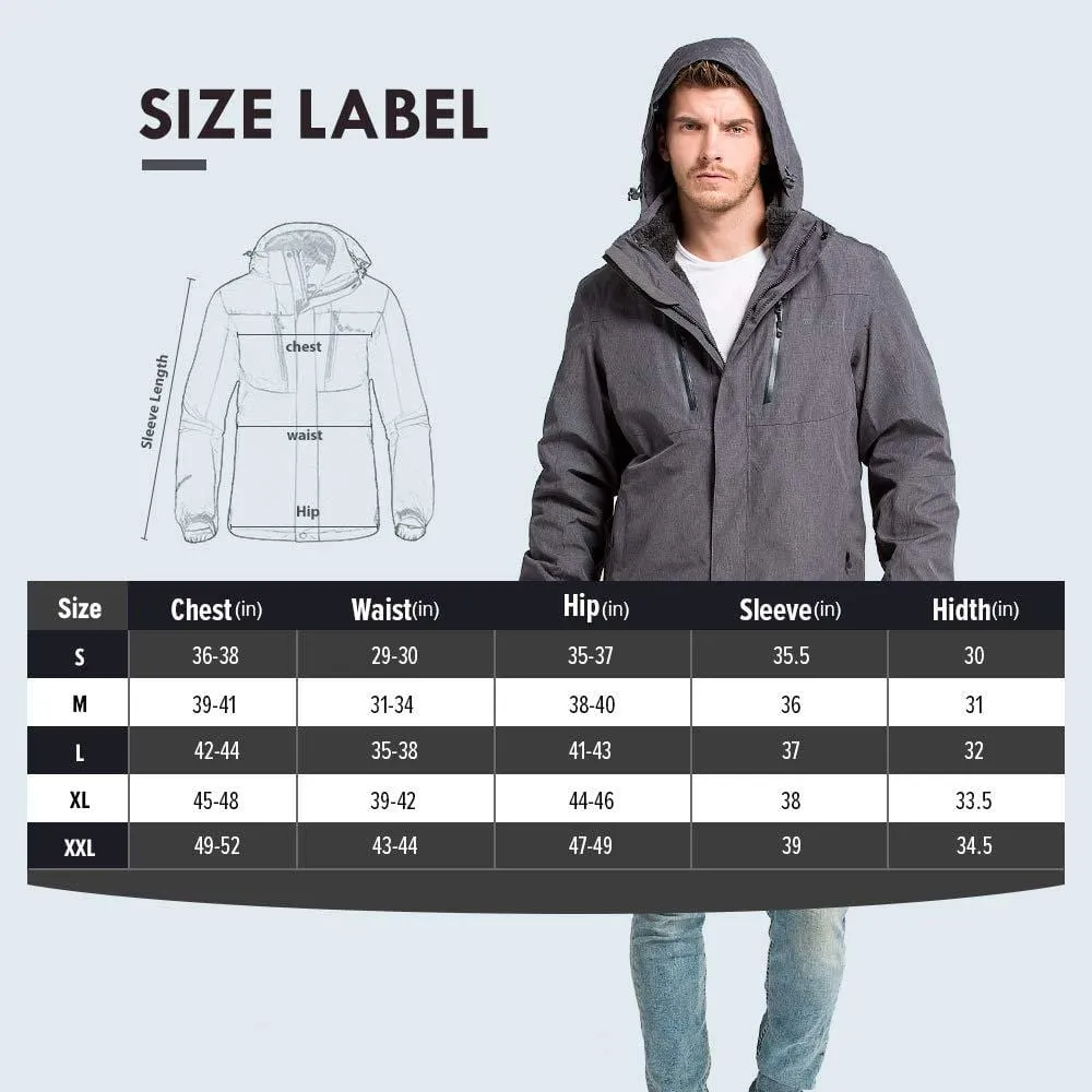 OutdoorMaster Men's 3-in-1 Ski Jacket - Winter Jacket Set with Fleece Liner Jacket & Hooded Waterproof Shell - for Men (Graphite,XL)