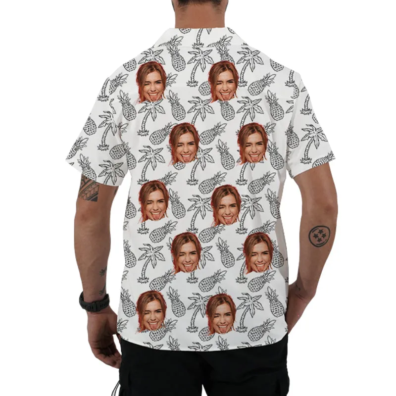 Pineapple Coconut Print Men's Hawaiian Shirt Short Sleeve Top Summer Outerwear