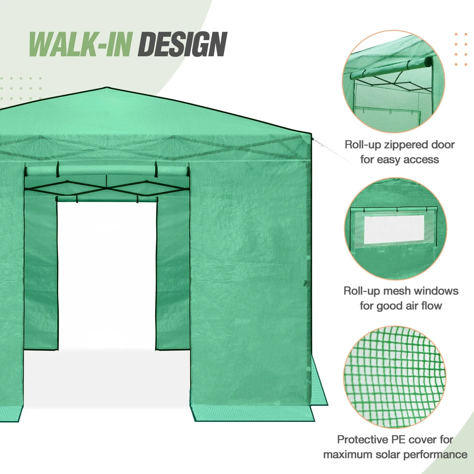 Replacement Cover for 10x10 Portable Walk-in Greenhouse (Frame Not Included)