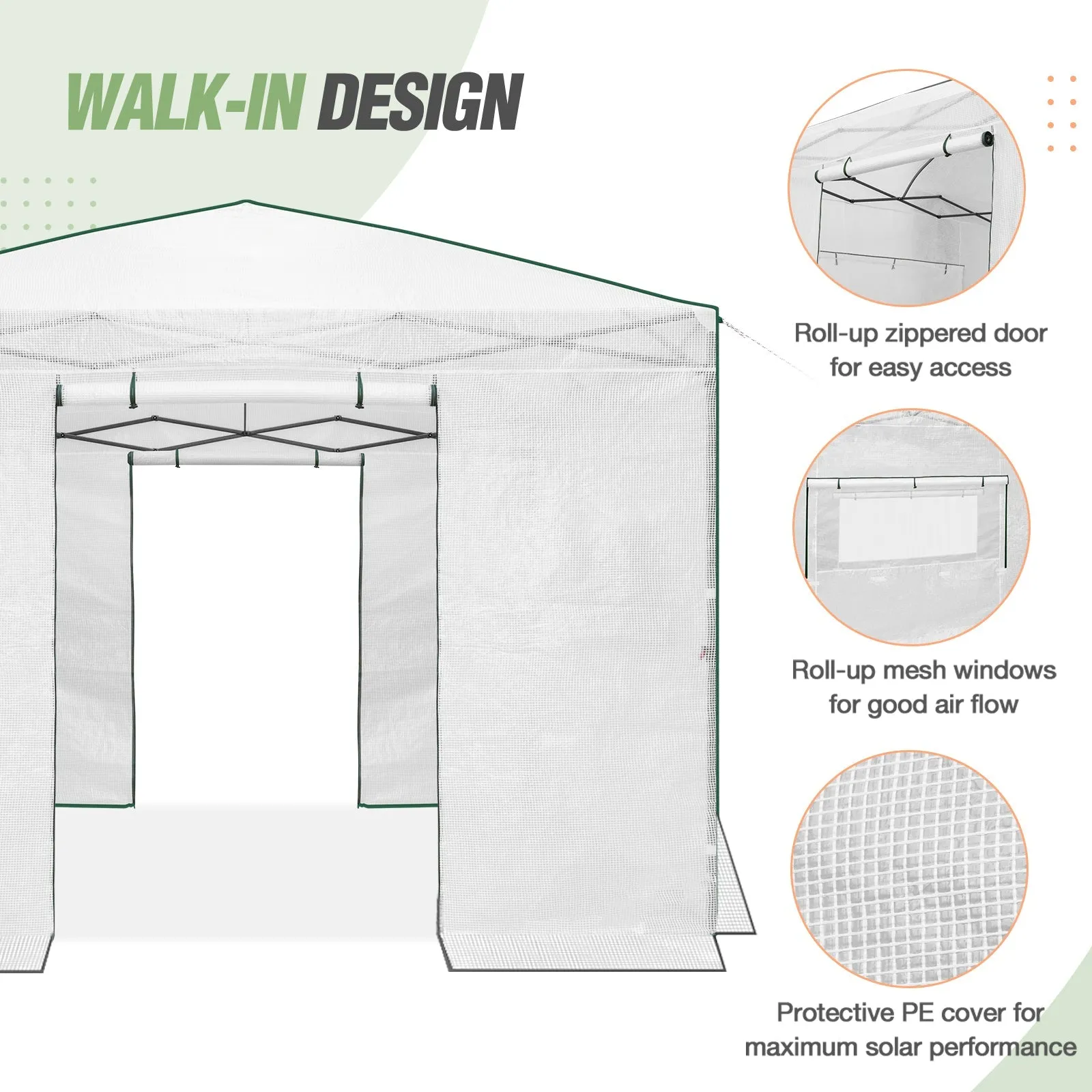 Replacement Cover for 10x10 Portable Walk-in Greenhouse (Frame Not Included)