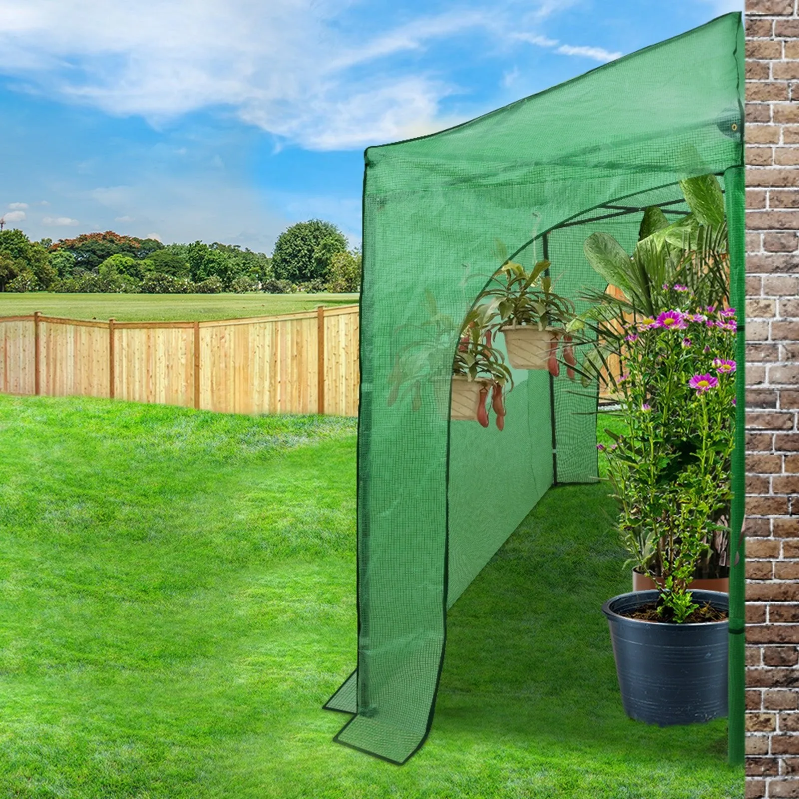 Replacement Cover for 10x5 Portable Lean-to Greenhouse (Frame Not Included), Green