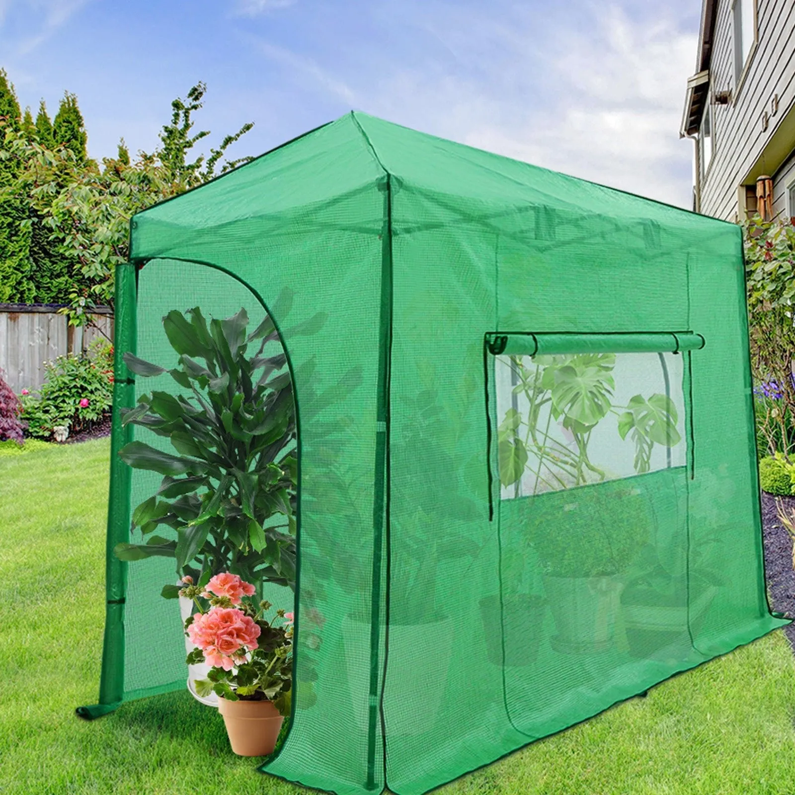 Replacement Cover for 10x5 Portable Lean-to Greenhouse (Frame Not Included), Green