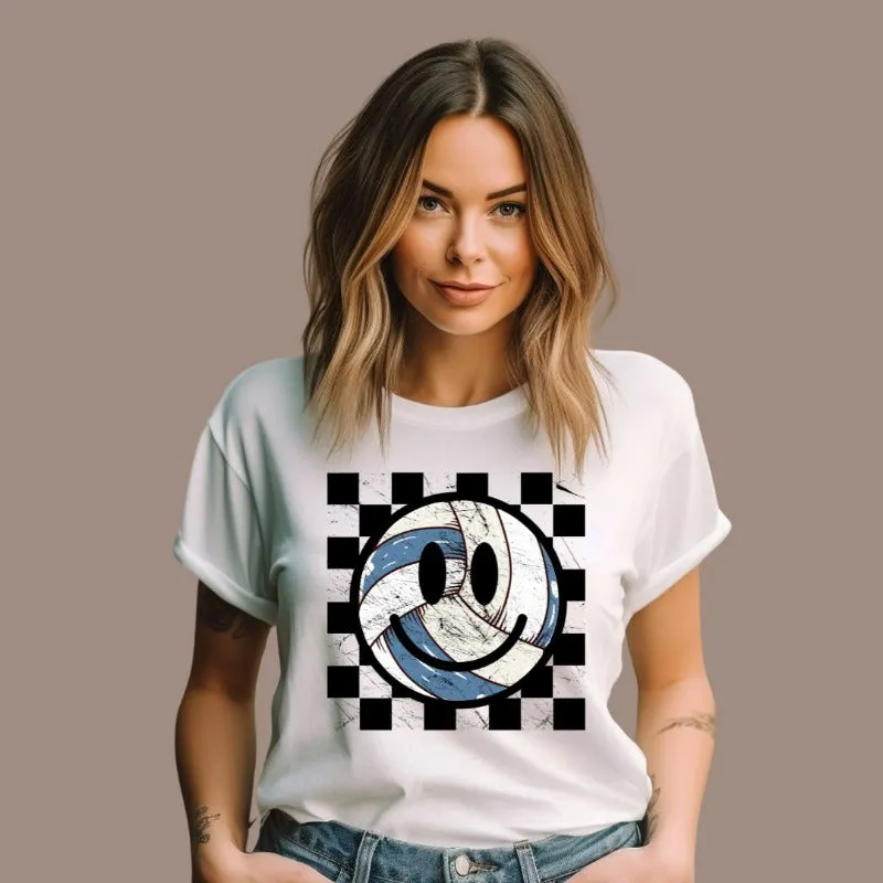 Retro Volleyball Smiley Face Graphic Tee