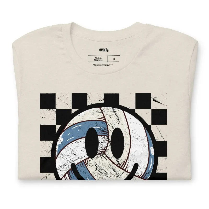 Retro Volleyball Smiley Face Graphic Tee